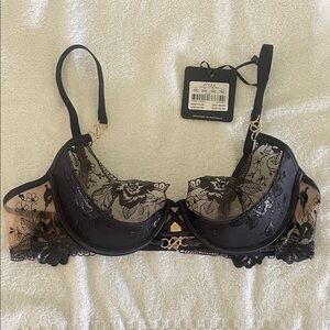 Honey Birdette  Black Floral Lace Bra.